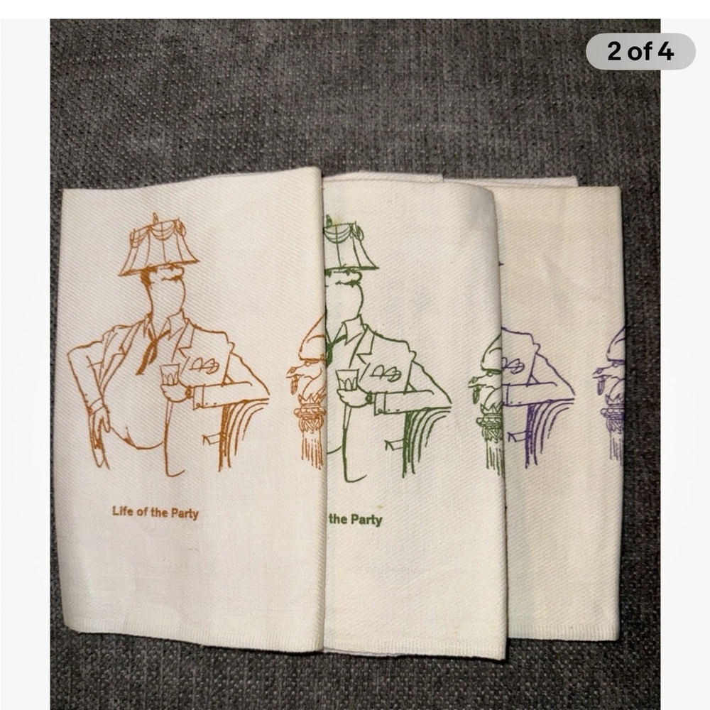 NY TIMES. Set of 3 'Life of the Party' Cloth Napkins